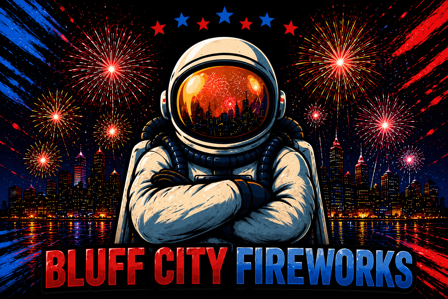 Bluff City Fireworks astronaut poster