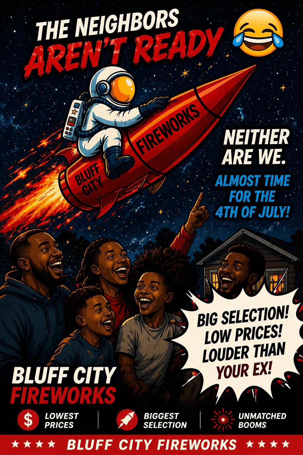 Bluff City Fireworks neighborhood poster